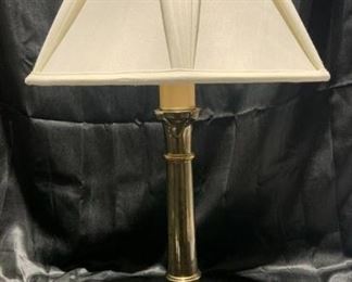 Brass Table Lamp with Pleated Cream Shade