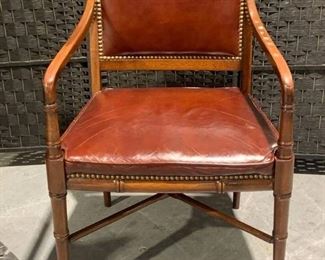Hickory Chair Mahogany and Leather Regency Arm Chair