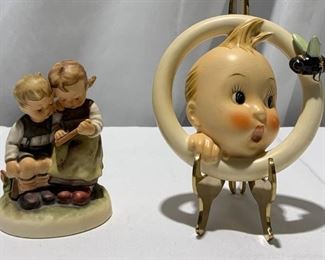 Hummel Ba Bee Ring with Bee and a Goebel Smart Little Sister Figurine