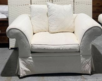 Ivory Jacquard Rolled Arm Chair