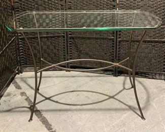 Metal Console Table with Glass Top
