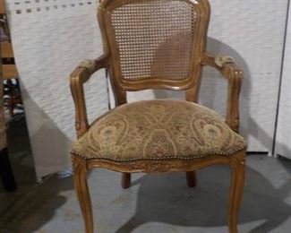 Mid Century French Provincial Style Cane Back Arm Chair