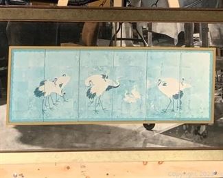 Rectangular Wall Mirror with Center Depiction of Birds by Ethan Allen