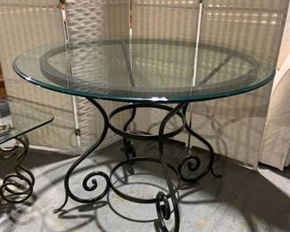 Round Metal Bistro Table with Glass Top