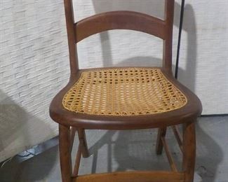 Small Victorian Ladderback Dining Side Chairs with Cane Seat