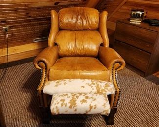 Leather & Hide Recliner- Reclined
