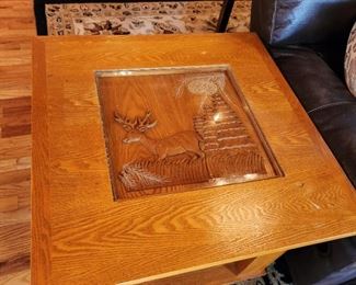 Carved Deer End Table