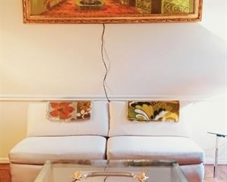 Vintage Chrome Table, Vintage Henrendon Sofa and MCM Olivia's Light Up Painting