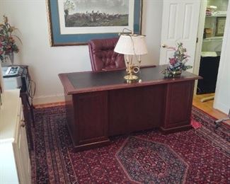 Solid Mahogany Desk With Leather Chair