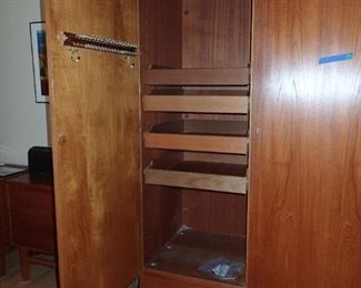 MCM ARCH SUN BURST KING BED - MCM RUG - ARMOIRE  - 2 DOORS WITH LOTS OF STORAGE