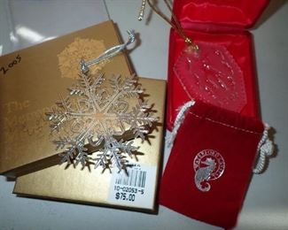 SILVER SNOWFLAKES, WATERFORD CHRISTMAS ORNAMENTS