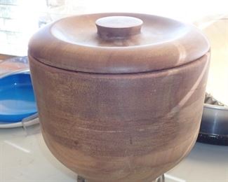 MCM WOOD & SILVER ICE BUCKET