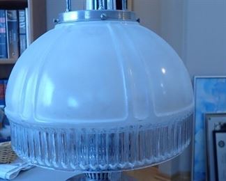 ALADDIN NICKEL KEROSENE FOUR POST HANGING LAMP 