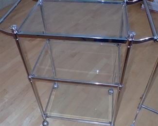SILVER GLASS SERVING CART