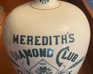Old Meredith's Diamond Club Medicinal Use Whiskey Jug 