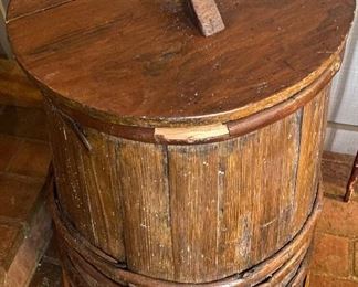 Large Primitive Wooden Barrel