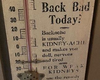 Old Wooden Doan's Kidney Pills Advertising Thermometer