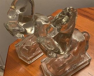 Figural Glass Horse Bookends