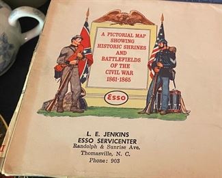 Old Esso Civil War Battle Map Premium Jenkins Esso Thomasville, N.C.