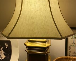 Pair if Large Wooden and Brass Oriental Themed Lamps