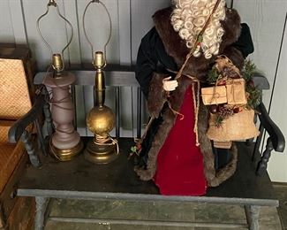 Wooden Bench/Large Santa