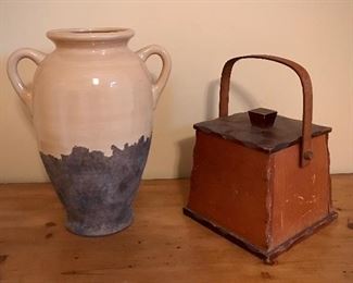 Large Vase and Vintage Salt Box