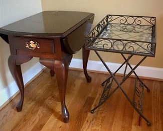 Dropleaf Side Table and Glass Top House Tray Table