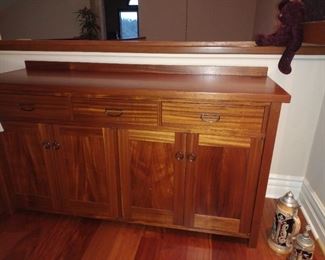 Rustic solid wood sideboard / buffet cabinet with three drawers and two double-door cabinets. Smooth surface countertop. Like NEW Condition. Very clean.   $250