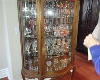 Antique- Oak and glass four-shelf Curio Cabinet.  Queen Anne legs. In great condition. Family heirloom. Contents not included. $1400.00