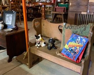 Wooden bench and coat rack 