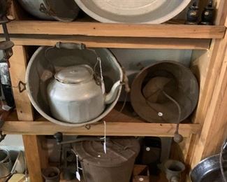 Galvanized tubs, cast iron pieces 