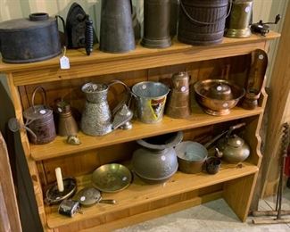 Oil cans, and copper and brass pieces 