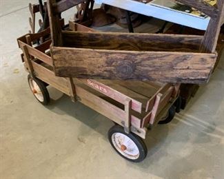 Sears wagon, wooden tool box 