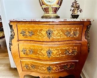 Vintage Louis XV style commode with marble top
