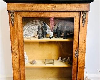 Vintage Victorian inlaid display cabinet with three shelves