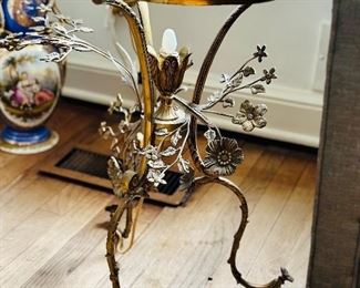 Vintage metal flower form side tables (2 available) .  Electrified.