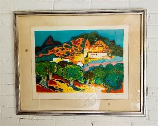 Framed lithograph by Guy Charon.  