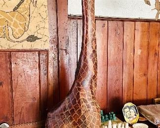 Large carved wooden giraffe