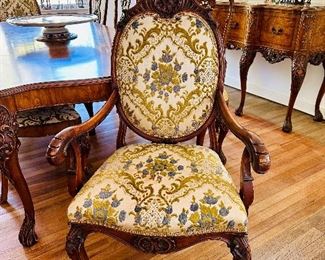 Velvet damask dining armchair (2 available) 