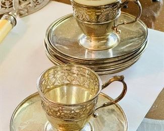 Set of 12 Tiffany demitasse  cups, saucers and insert