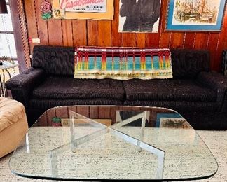 Vintage Mies Van Der Rohe  style Barcelona Style Chrome and Glass coffee table