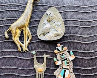 Zuni pin, Giraffe pins and others