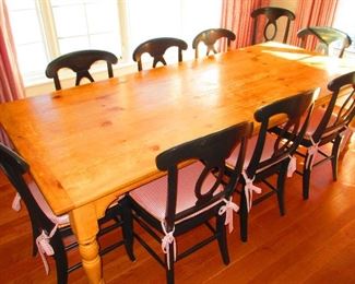Heavy Pine Kitchen Table with Stout Turned Legs