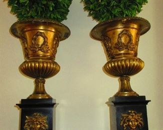 Pair if Antique 19th Century French Garnitures with Relief of Classical Figures