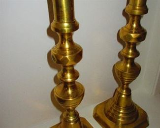 Pair of Antique English Brass Candlesticks circa 1850