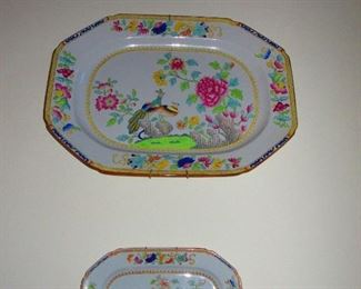 Three Antique Spode Chinoiserie Stoneware Platters