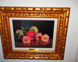 Still Life with Carnations, Oil on Board, Betti Bernay (American, b. 1926)