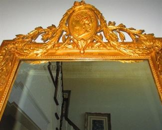 Detail to Large Antique French Carved & Gilded Wall Mirror, circa 1810