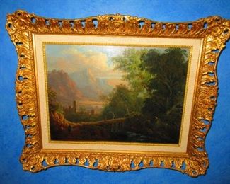 (One of a Pair) Landscape Oil on Canvas attributed to Philip J. Loutherbourg (French / Flemish, 1740 - 1812)