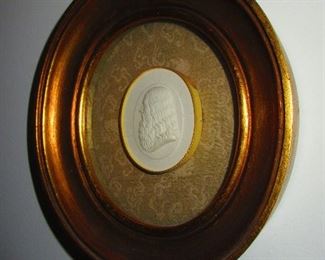19th Century Chalkware Cameo Medallion in Gilt Frame